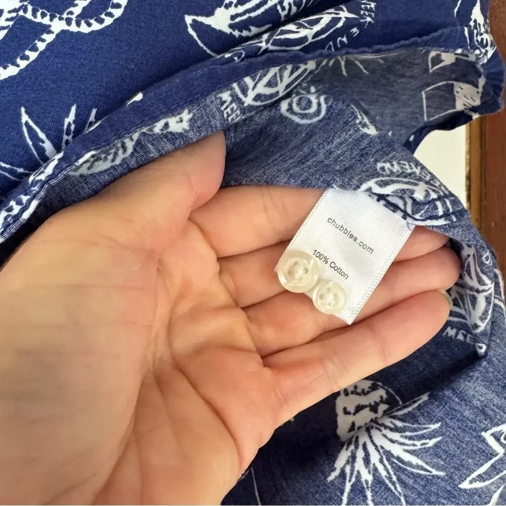 Chubbies the Nutter Nautical Anchor Summer Beach Popover Shirt M